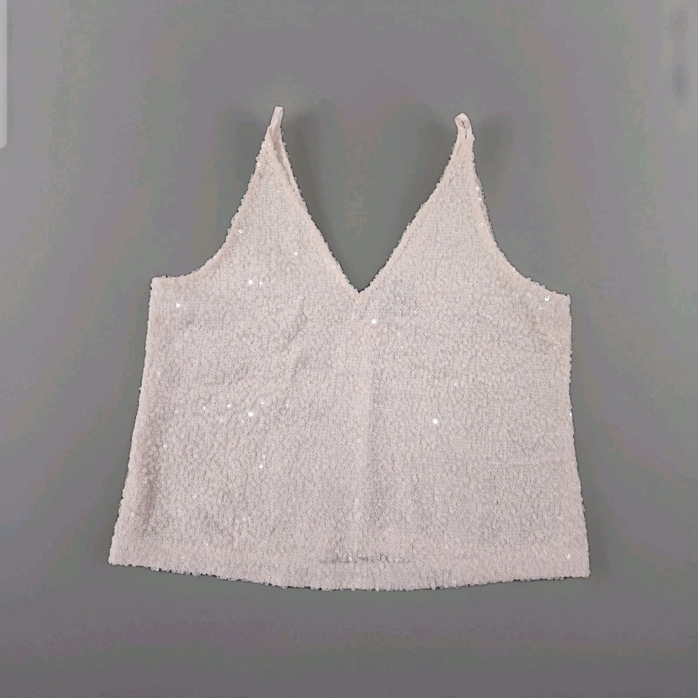J.CREW Sequin Embellished Cream Tank Top Size S